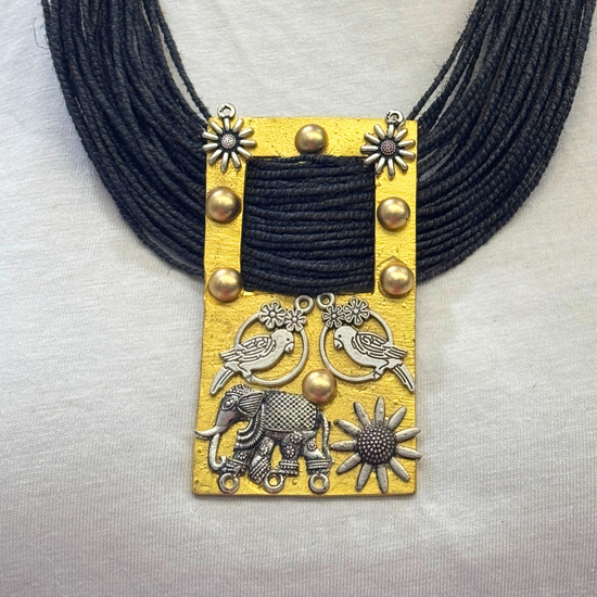 Mishri Black Jute Necklace