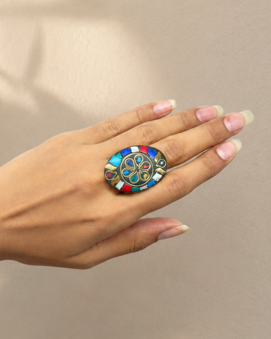 Multi-colour Oval Moroccan Ring