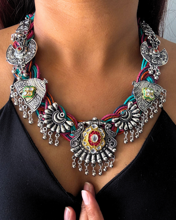 Chitra Multi-colour Jute Necklace