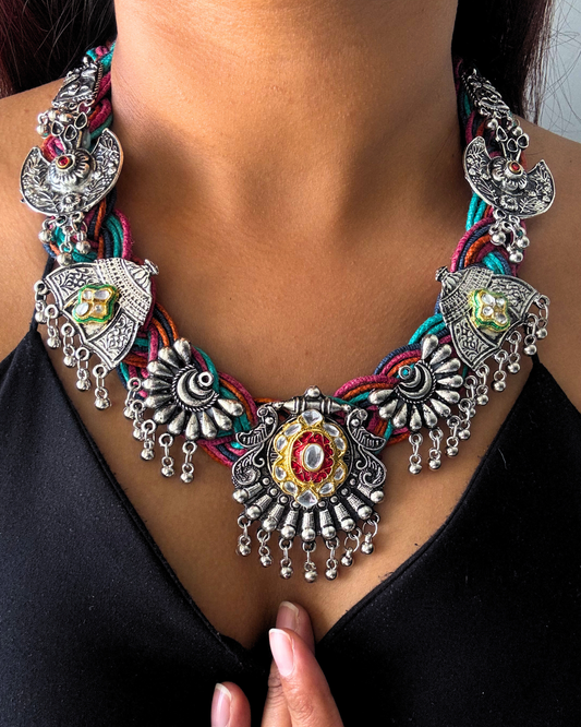 Chitra Multi-colour Jute Necklace