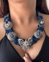 Titli Navy Blue Jute Necklace