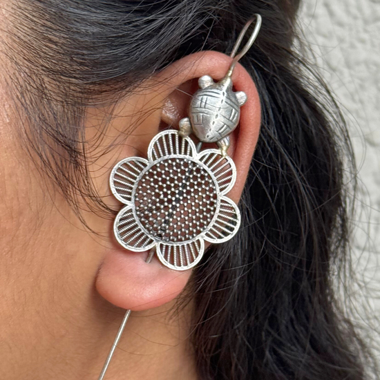 Phool Black Oxidised Earcuff - Set of 2