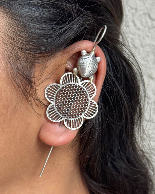 Phool Black Oxidised Earcuff - Set of 2