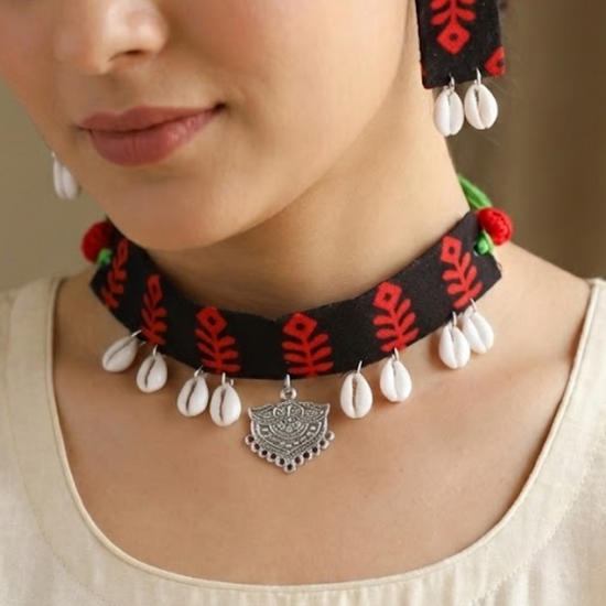 Bansi Ajrakh Choker Set