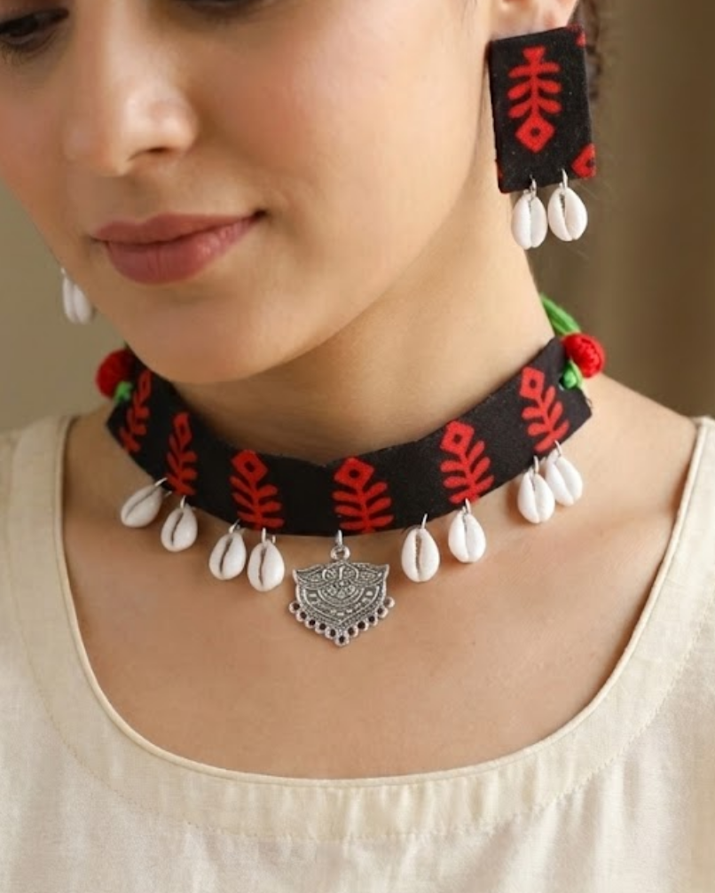 Bansi Ajrakh Choker Set