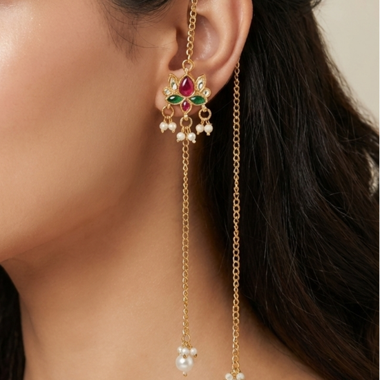 Sabira Golden Long Kashmiri Jhumka