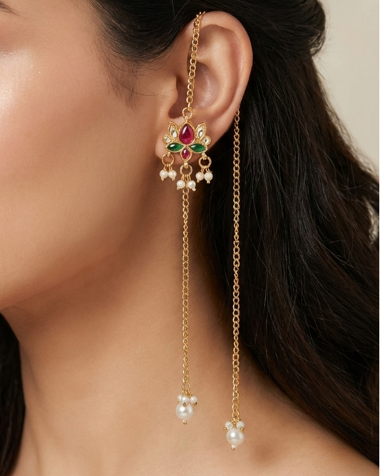 Sabira Golden Long Kashmiri Jhumka
