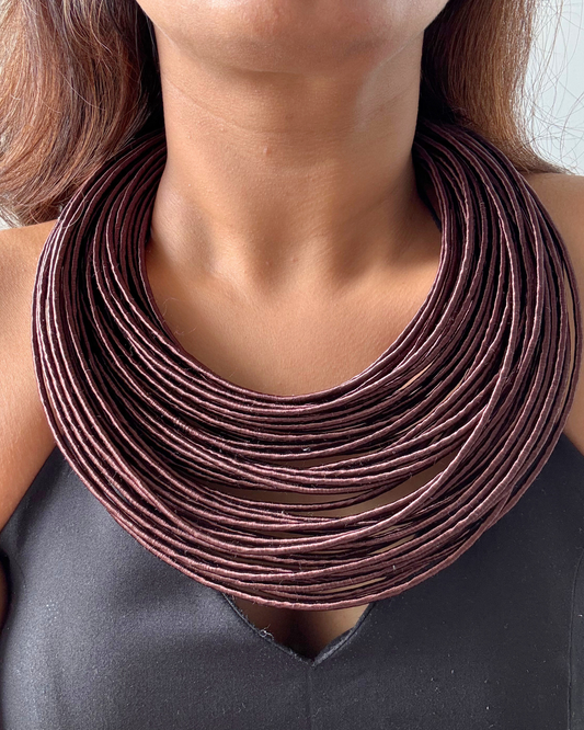 Mrunal Deep Brown Silk-thread Multi-layered Necklace