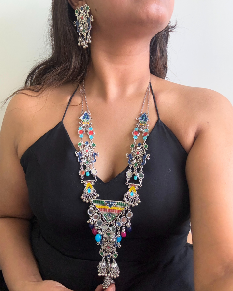 Siya Afghani Long Necklace Set