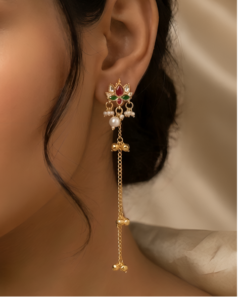 Lotus long kashmiri jhumka
