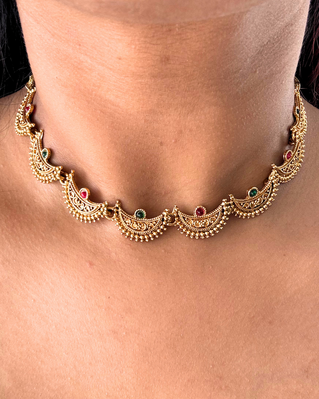 Half Moon Golden Choker Set