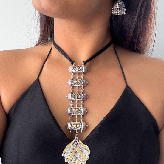 Leaf Dual-tone Tie Choker Set