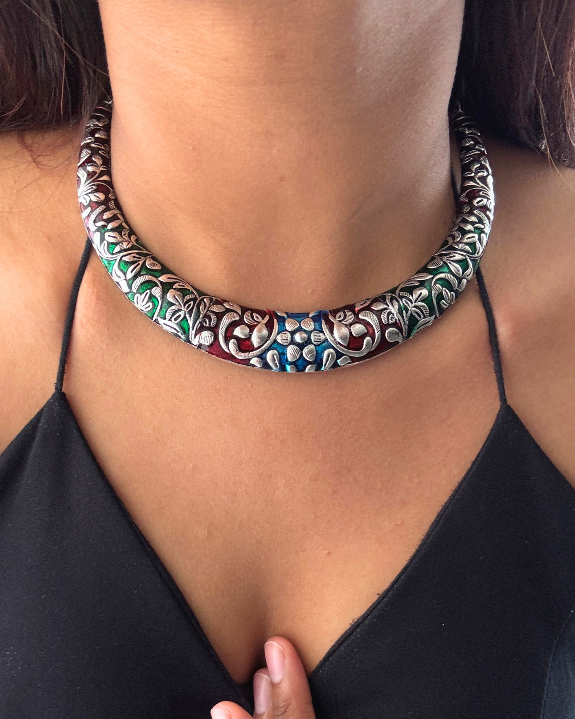 Meena Multi-colour Choker Set