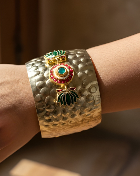 Lotus Hammered Kashmiri Bracelet