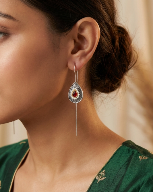 Saraj Kundan Oxidised earrings