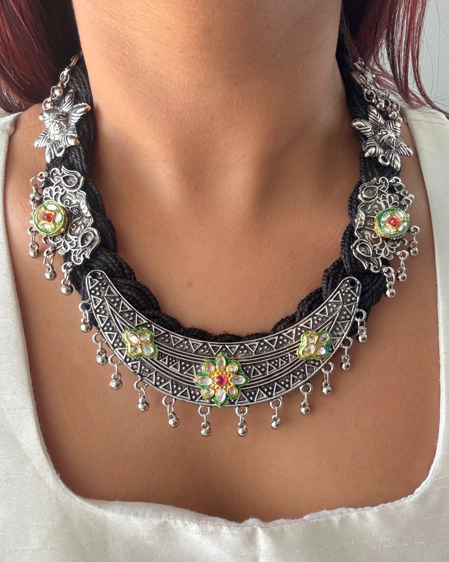Sumitra Black Jute Necklace