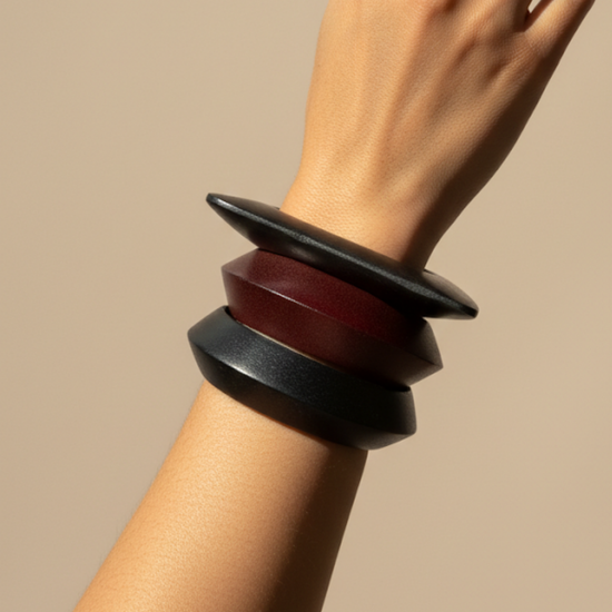 Wild Ember Wooden Bangle Stack - Stack of 3