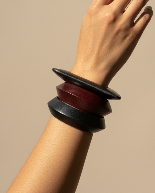 Wild Ember Wooden Bangle Stack - Stack of 3