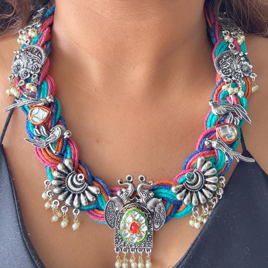 Rangoli Multicolour Jute Necklace