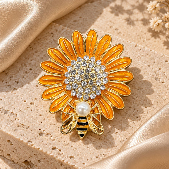 Flower and Bee Brooch