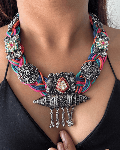 Morni Multi Colour Jute Necklace