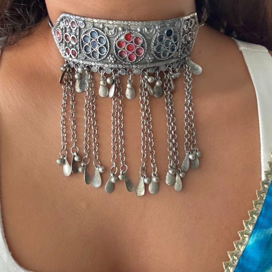 Tara Black Oxidised Choker