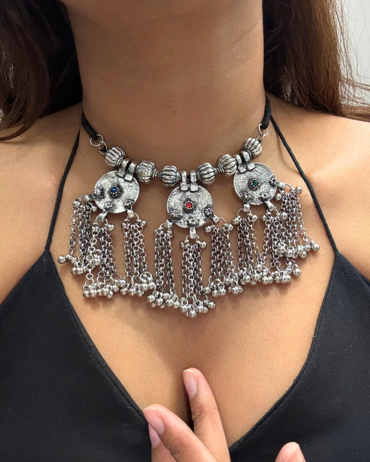Zubeda Oxidised Choker Set