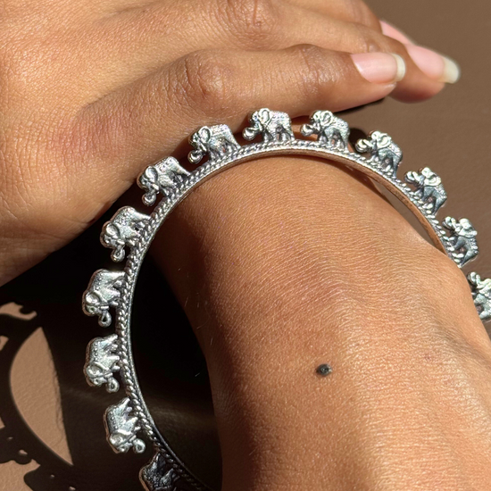 Elephant Oxidised Bangles - Set of 2