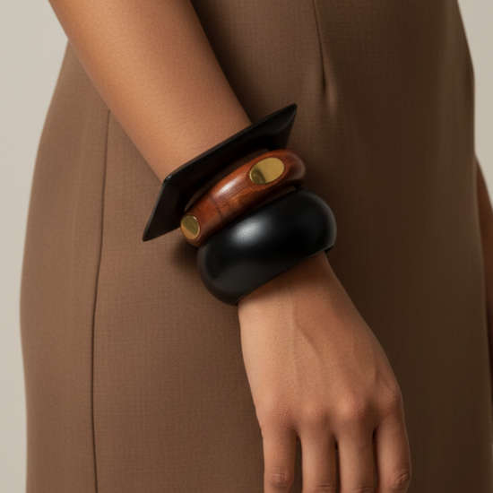 Mood Wooden Bangle Stack - Stack of 3