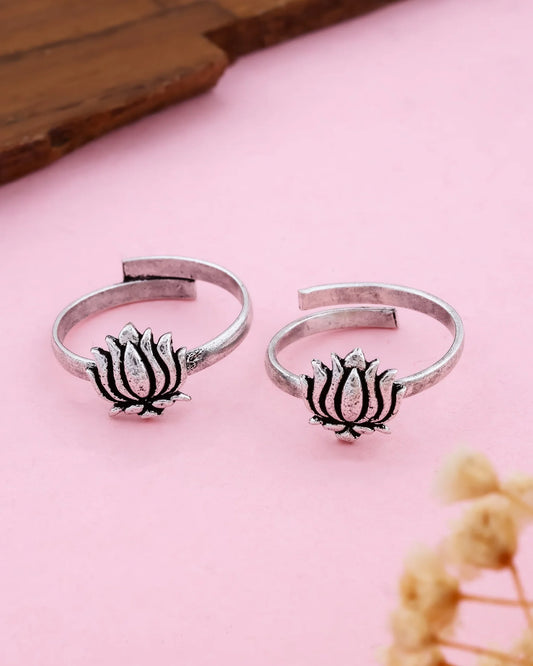 Leaf and Shalaka Toe Ring - Combo - Set of 2