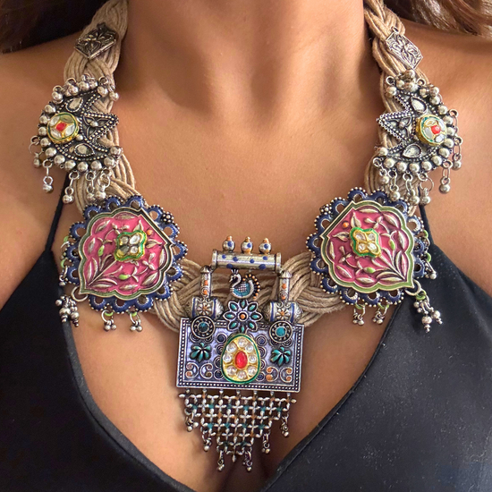 Aradhna Beige Jute Necklace