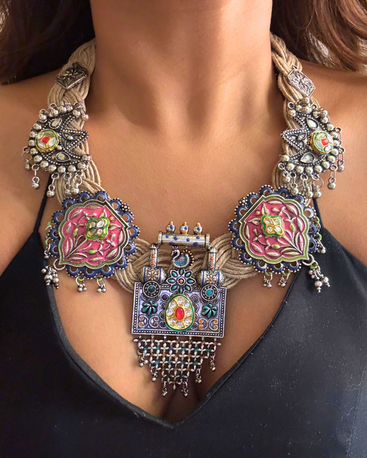 Aradhna Beige Jute Necklace