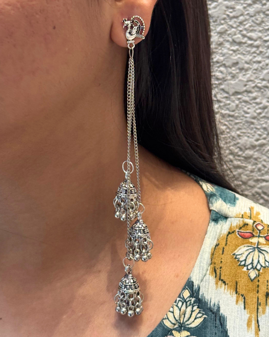 Peacock Kashmiri Long Jhumka