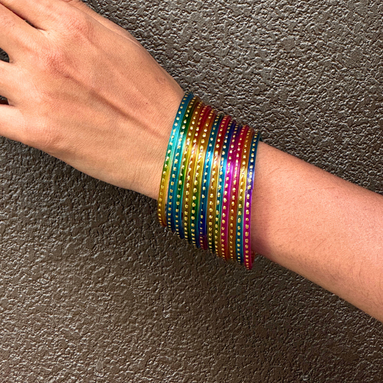 Rainbow Glass Bangles (Set of 12)