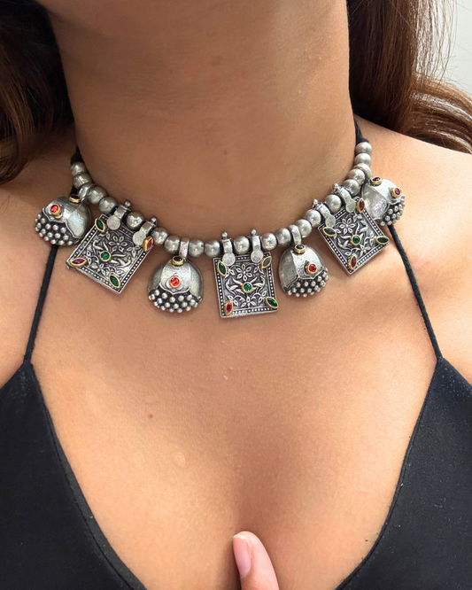 Zeenat Oxidised Choker Set
