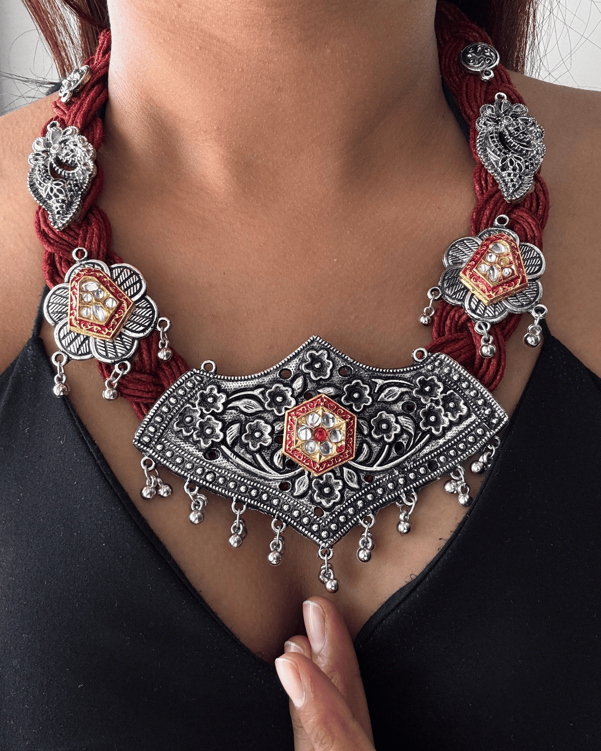 Agnika Red Jute Necklace