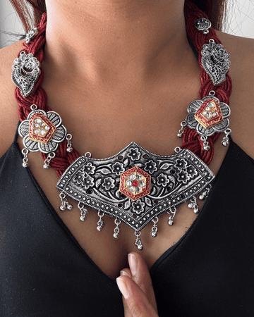 Agnika Red Jute Necklace
