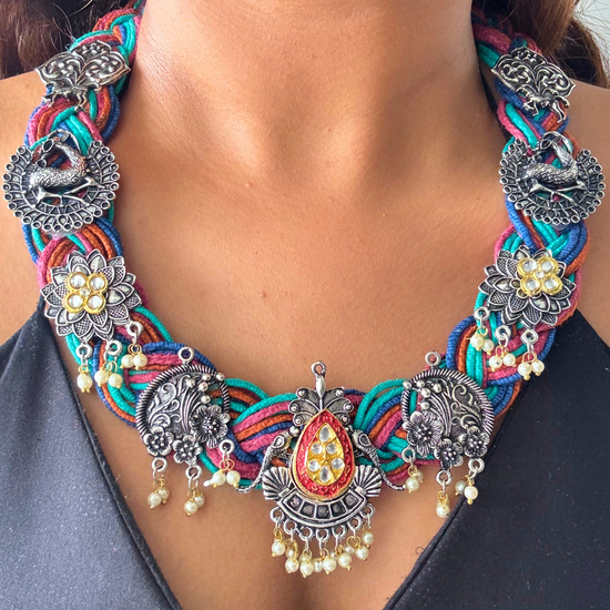 Satrangi Multicolour Jute Necklace