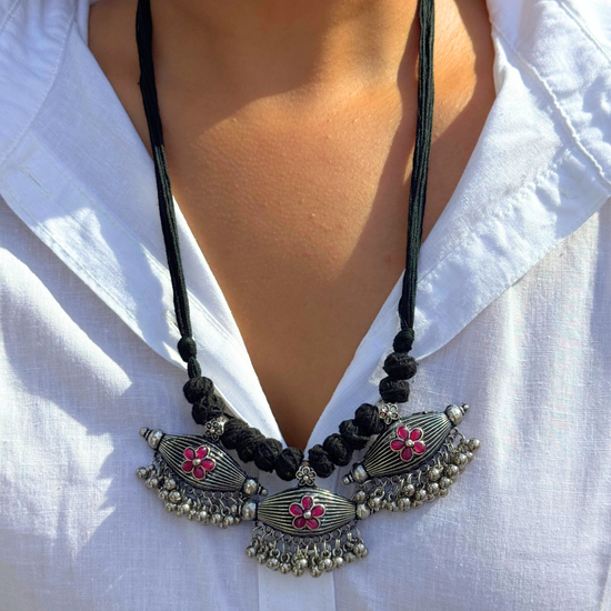 Gayatri Pink Oxidised Choker