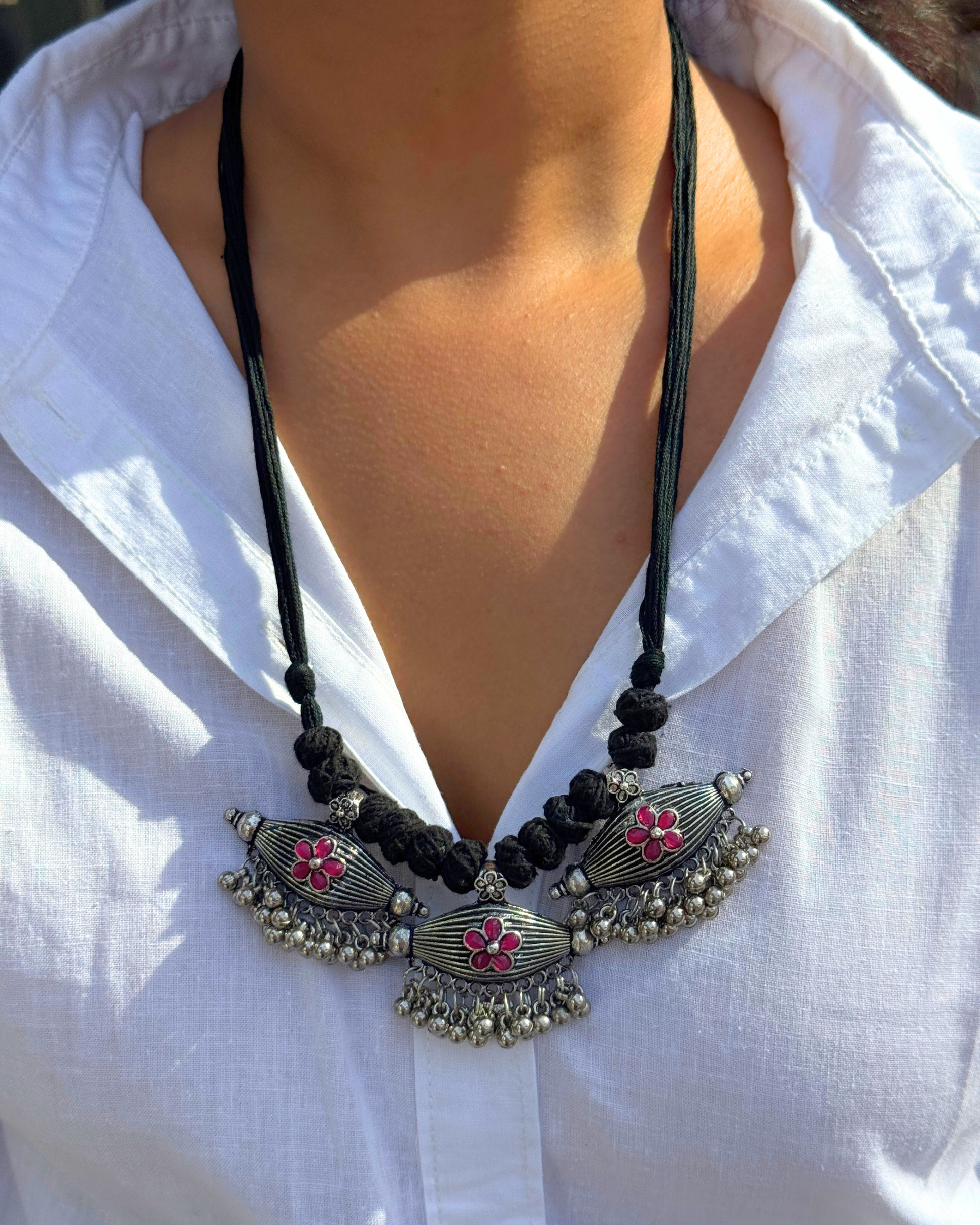 Gayatri Pink Oxidised Choker