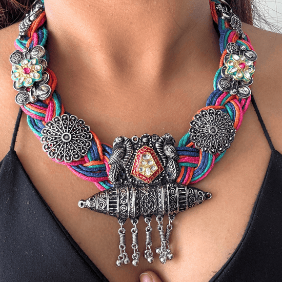 Morni Multi Colour Jute Necklace