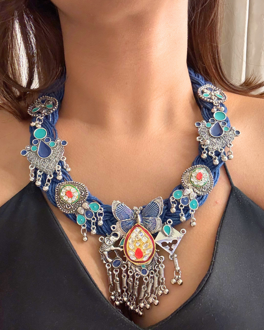 Shradha Ocean Blue Jute Necklace