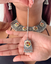 Dhara Oxidised Kundan Necklace Set with Mangtika