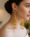 Sunehri Pakhi Long Golden Kashmiri Jhumka