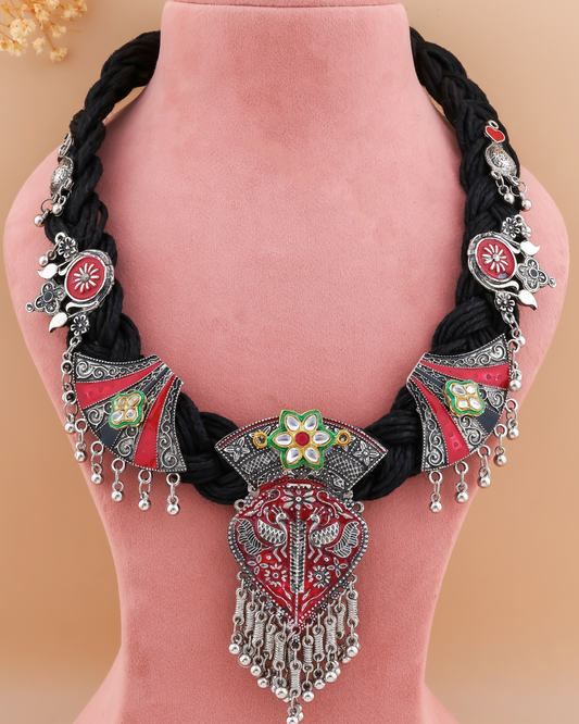 Aruni Black Jute Necklace