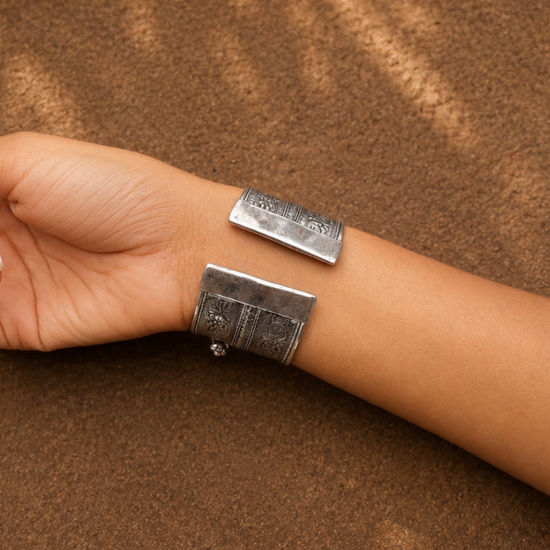 Devika Silver Oxidised Kada