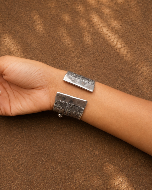 Devika Silver Oxidised Kada
