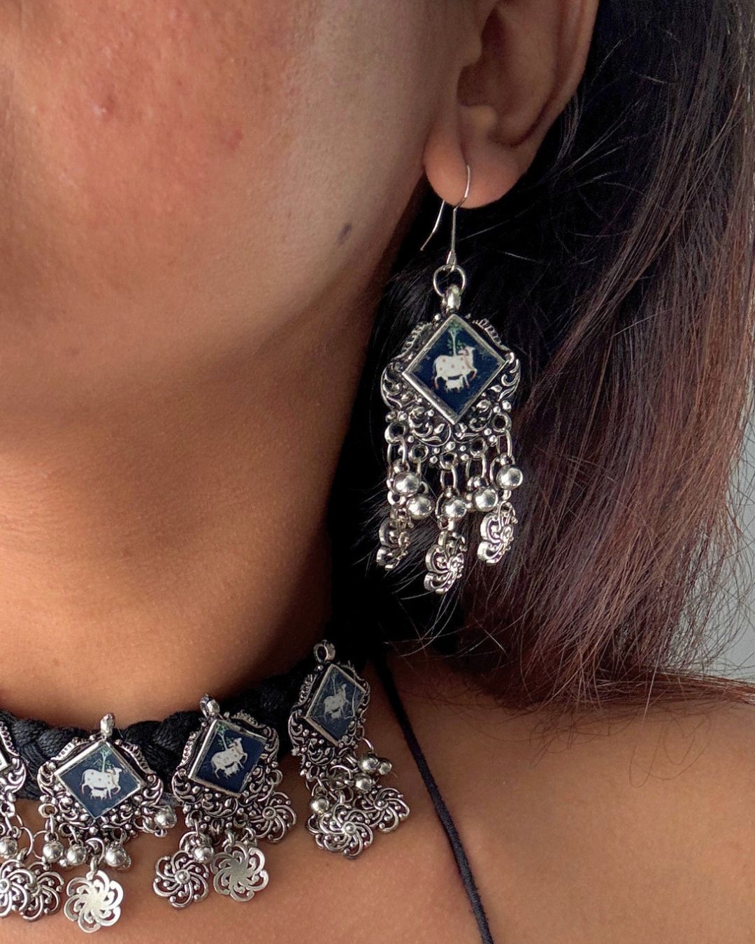 Nandi Oxidised Choker Set