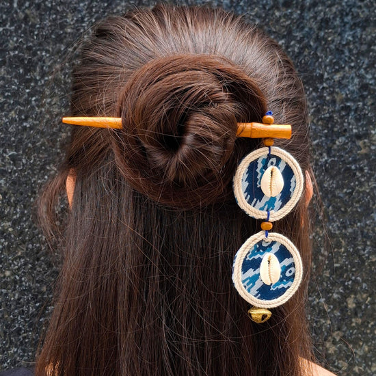 Ajrakh Handcrafted Wooden Hairpin Stick