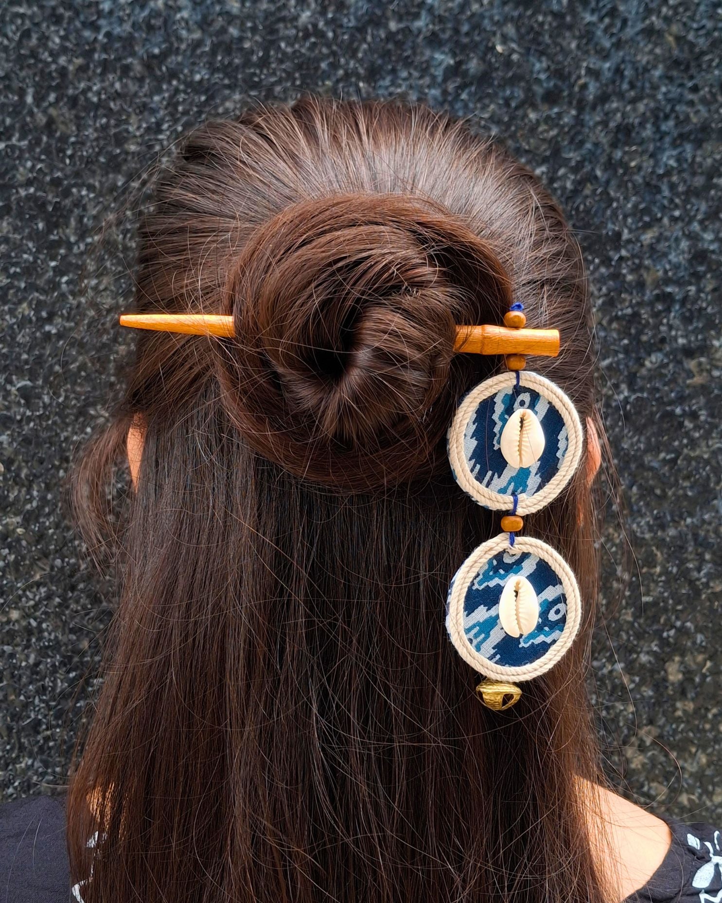 Ajrakh Handcrafted Wooden Hairpin Stick